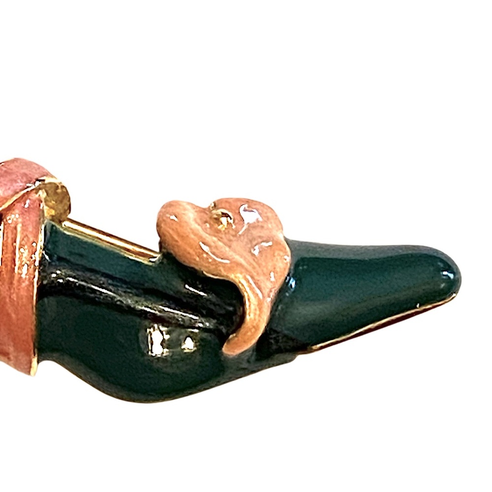 Kenneth Jay Lane High Heeled Shoe Brooch Green Floral View 3